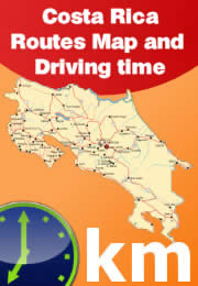 Costa Rica routes map, distances and driving times